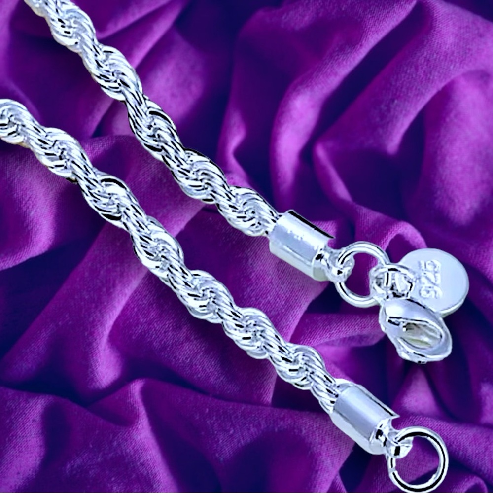Sterling Silver bracelet Twist Rope Bracelet Chain New - Picture 14 of 14